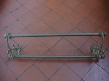 Antiker sehr gehaltvoller massiver Messing Doppel Handtuchhalter oder Aufhängeschiene