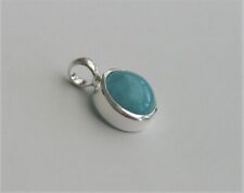 Amazonit Anhänger für Kette oder Halsreif rund Cabochon Fassung + Öse 925 Silber