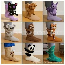 3D Cute Animals Socks Knitted Animal Pattern Floor Socks Unisex Funny Winter