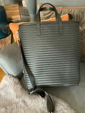 H+M veganes Leder Bag Shopper Tasche Tote schwarz geflochten