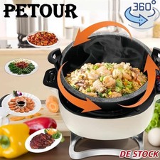 6L Elektrischer Tisch Wok mit Deckel Elektro Pfanne Automatisch Kochtopf 2000W