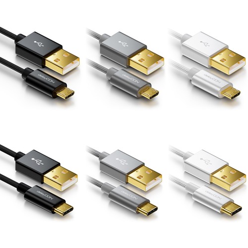 Usb ladekabel nylon - usb, usb-c
