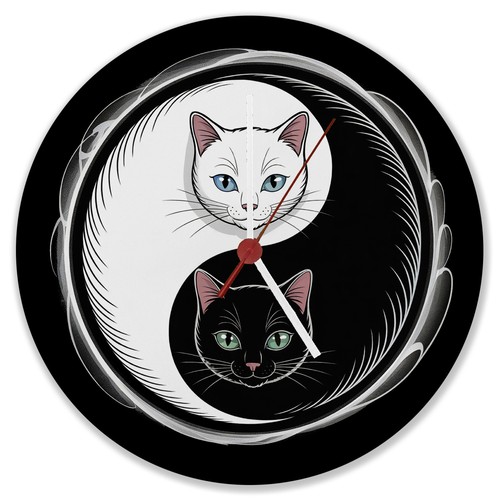 Katzen yin und - katzen, wanduhr
