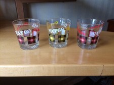 3 Stück Whiskygläser Gläser Ballantines VAT69 Black & White  Vintage 50er.