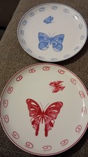 Rosenthal 2 Wandteller Schmetterlinge Blau U. Rot Top Zustand Porzellan Vintage