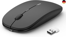 Anmck Kabellose Maus, Ergonomische Wiederaufladbare Funkmaus, Leise 3D USB Mini