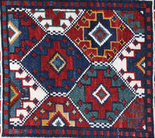 Antiker Shahsavan Khordjin, kleine Doppeltasche 67 x 33 cm, ca 1900/1920 Kelim