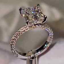 2,78 TCW Princess Cut Moissanit 4 Krallen Verlobungsring 14K Weißgold vergoldet