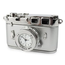 Tischuhr Foto Kamera silber -
