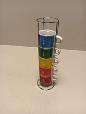 Bialetti Fünf stapelbare Tassen, mehrfarbig, Porzellan, 9 x 9 x 28,5 cm, 450 g