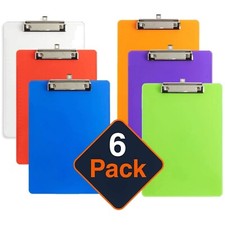 Klemmbretter A4 Kunststoff, 6 Stück, Metallklemme, bunt, Schreibbrett, Clipboard