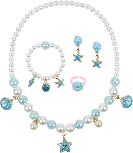 Schmuckset blau muschel harz - schmuckset,