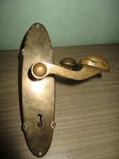 Antiker ovaler Jugendstil - Türbeschlag, Messing, komplett, 23 x 5,8 cm