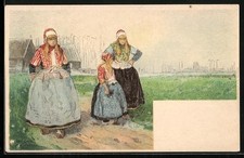 Künstler-AK Henri Cassiers: Holländische Frauen und Mädchen mit Holzschuhen 