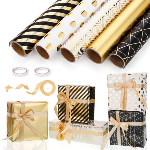 Geschenkpapier set schwarz - set,