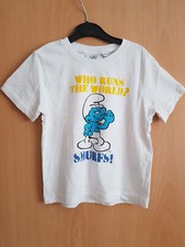 Original weißes Schlumpf T-Shirt mit Hefti in der Größe 104 Zustand neuwertig