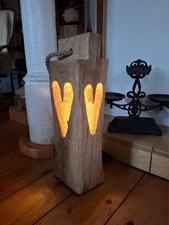 Stehlampe LED Holz Eichenbalken 46cm Windlicht, Stele, Skulptur, Laterne Altholz