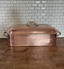 🇫🇷 Antiker Kupferbräter Fischtopf aus Frankreich Gehämmert Schwer 3,55kg