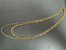 Edelstahl Kette Collier 3-reihig vergoldet 46+4 cm