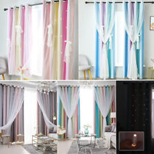 2er Sterne Vorhänge Gardinen BLICKDICHT Ösen Kinderzimmer Verdunklung Gardine