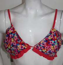 Bikini Oberteil coral rot bunt Blumen Gr 42/80 Neu "Rainbow" Polster Träger