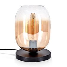 HOFSTEIN Carrone Tischlampe Tischleuchte aus Metall/Glas Schwarz/Bernstein/Klar