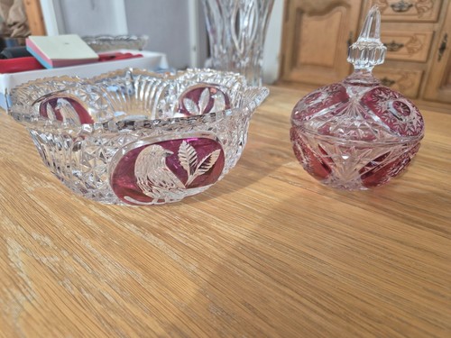 Bleikristallvase und schale - und,