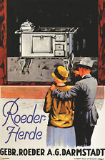 Roeder-Herde Darmstadt Ofen Kochmaschine Küche Ehepaar Kunstdruck Reklame A2 41