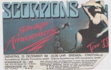 Scorpions - Savage Amusement Tour 88, Original Konzertkarte