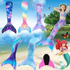 Kids Mädchen Meerjungfrau Schwanzflosse Monoflosse Schwimmschwanz Kann Schwimmen