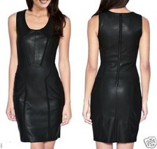 Schwarz Damen Leder Kleid