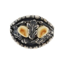 Trachten Ring 835/000 Silber, geschwärzt, mit Grandl, Handarbeit, getragen 25322