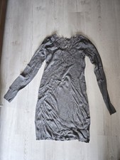 Kleid Tunika Herbst Winter grau  Pullover Strick Gr. S tolle Rücken