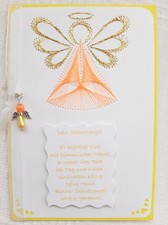 Grußkarte FADENGRAFIK + handgefertigtem Schutzengel ** Taufe Kommunion Geburt 15