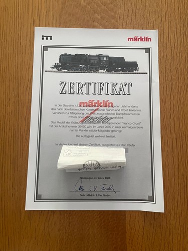 Märklin 39160 zertifikat - 39160,