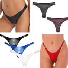 Frauen Leder String Low Waist Hotpants Hipster Slip Stretch Bikini Hosen Dessous