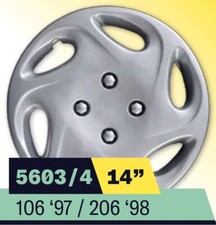 4 RADKAPPEN RADZIERBLENDEN 14 Zoll FUR PEUGEOT 206 1998 > 5603/4