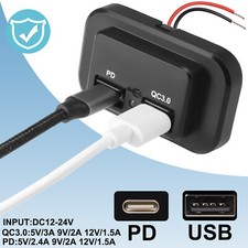 Auto 12V USB Typ c Ladegerät Buchse Licht Einbau Steckdose 3.1A für KFZ Motorrad