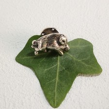 Wildschwein Brosche Pin Jagd Wild Jäger Trachten Tierschmuck antik Silber 925/-