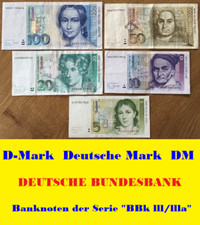 ? 185 D-Mark DM Deutsche Mark Scheine ? Banknoten der Serie "BBk llI/Illa" ?