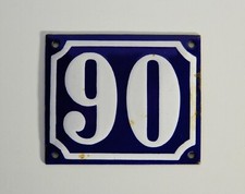 altes Emaille Schild antik Hausnummer 90 Blau Weiß Hausnummernschild Hausschild