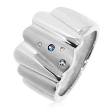 XEN Ring mit 2 Diamanten, Saphir und Blautopas