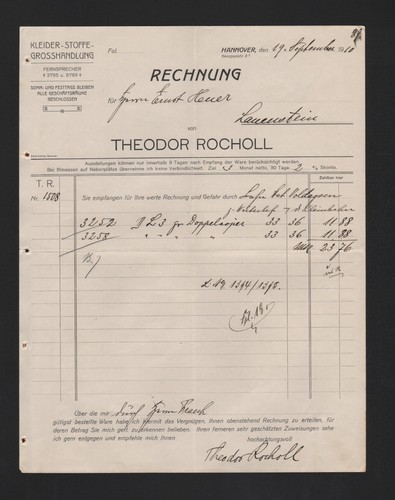 Hannover rechnung 1910 - hannover,,