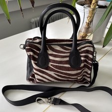 Zebra Tasche Leder BowlingBag Creme/Braun