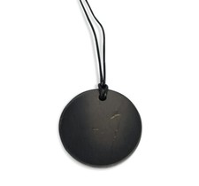 Schungit Anhänger Scheibe mit Baumwollschnur / echter Karelien Schungit / NEU