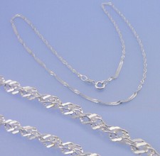 Echt 925 Silber Singapurkette / 42 45 50 cm Länge / 2 mm Breite / gedreht Kette