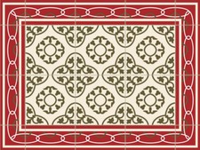 9978035 Platzdeckchen Tischset Vinyl Vintage Nostalgie Fliesen rotgrün 30x40cm