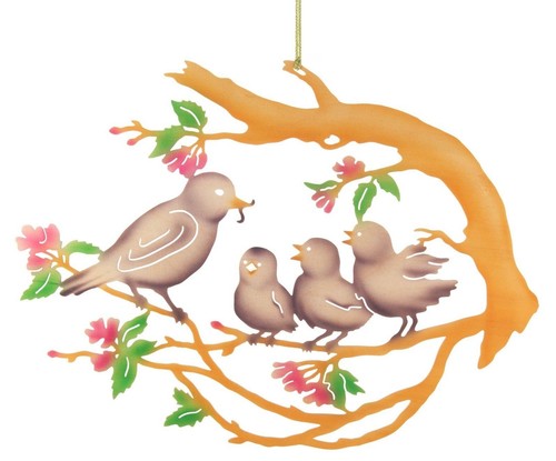 Fensterbild vogelfamilie auf - vogelfamilie,