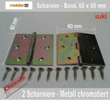 Möbelscharnier, Truhenscharniere, Kistenscharniere, chromatiert, 60mm x 60mm