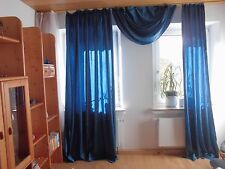 7x Gardinen- & Querbehang-Set 2x Schals 5x Querbehang gerafft indiv.Design blau